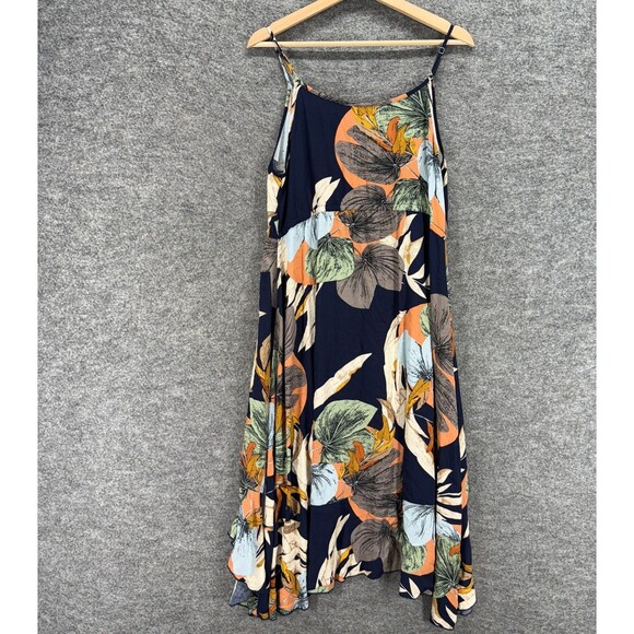 Lovave Dress Women M Medium Blue Floral Shift Midi V-Neck Sleeveless Button - Picture 2 of 7